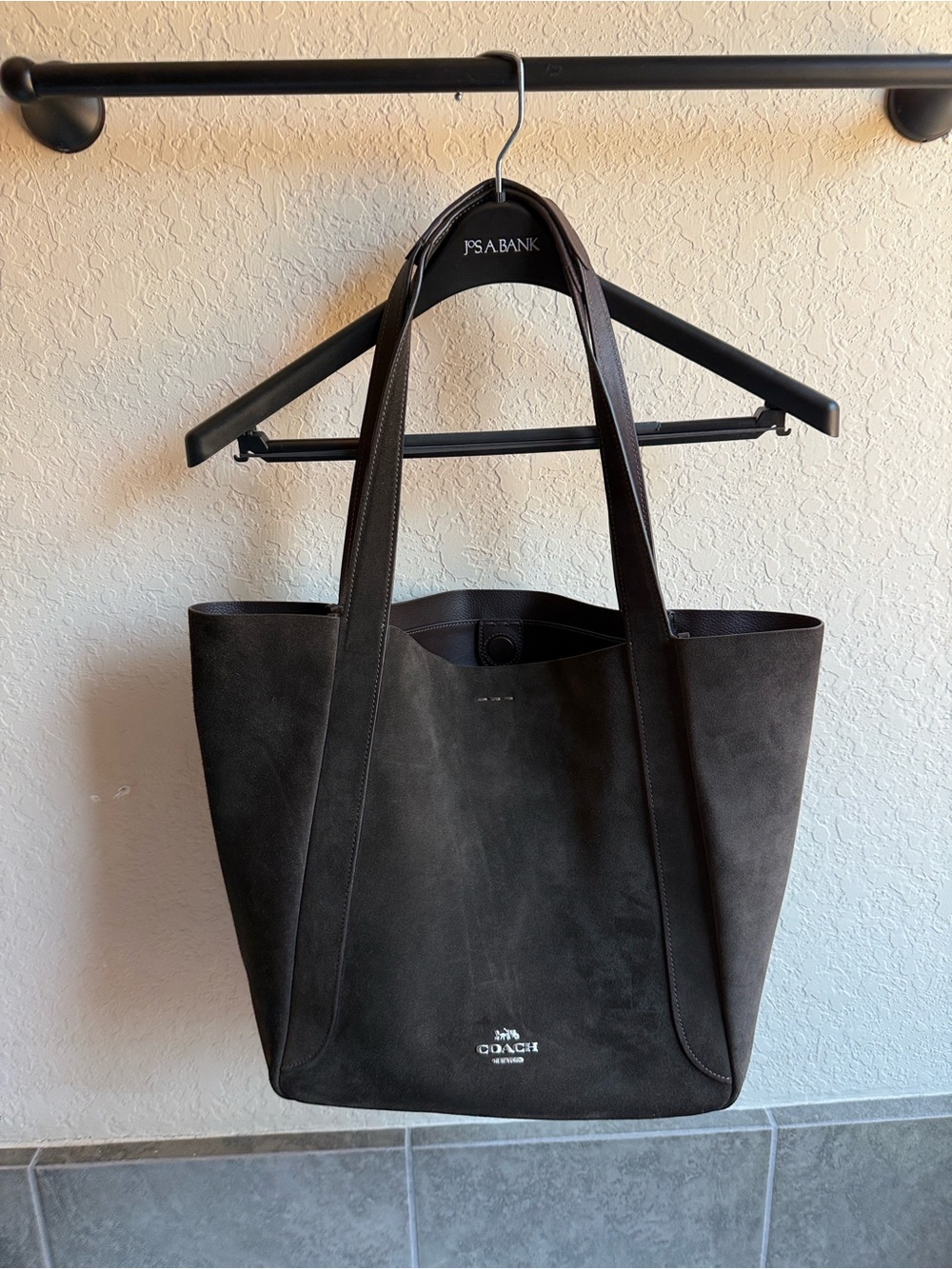 Coach Hadley Tote Bag (Large) in Espresso Suede CV998 - Picture 3 of 9